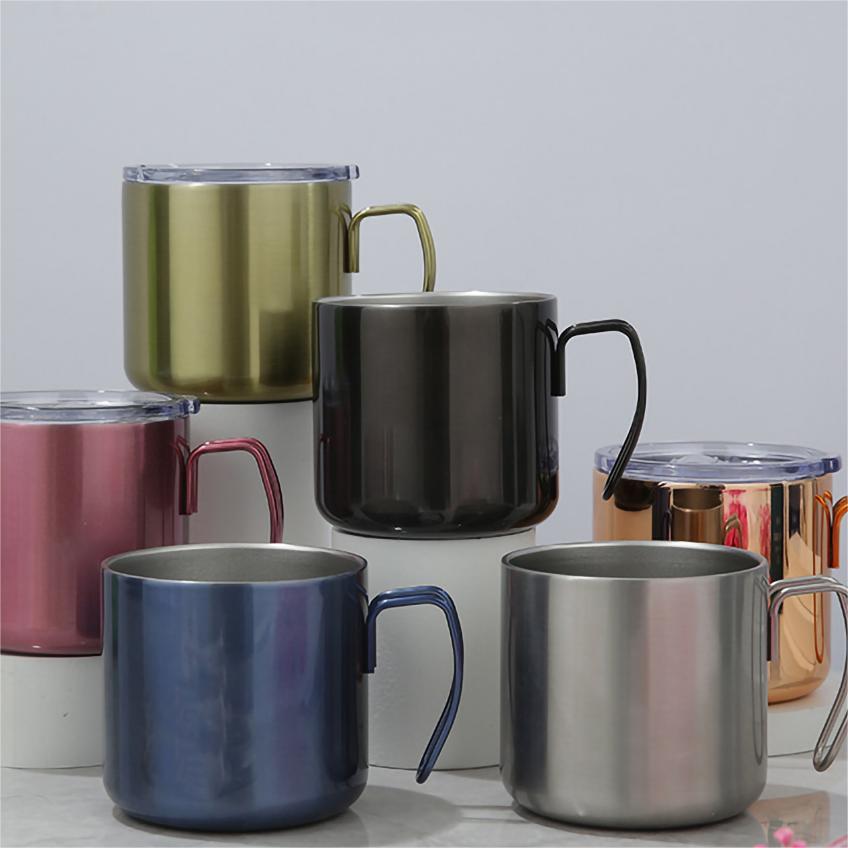 Taza para acampar de senderismo al aire libre de metal s&oacute;lido con mango