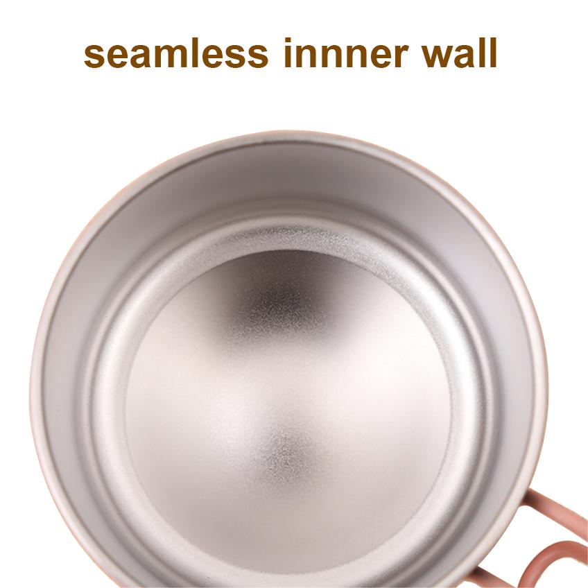 Taza para acampar de senderismo al aire libre de metal s&oacute;lido con mango