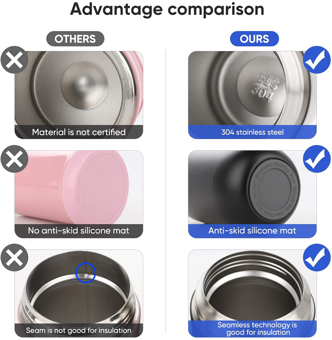 Fabricante de frasco de alimentos para ni&ntilde;os aislados aislados de acero inoxidable 