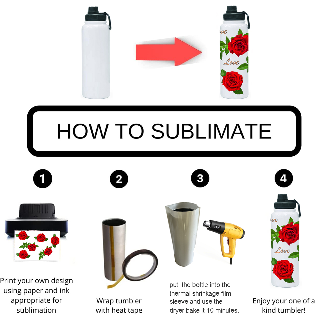 Botella de agua aislada de metal de sublimaci&oacute;n de regalo personalizado de bricolaje 